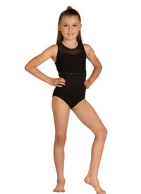 24131C Childs Cutaway Tank Rhinestone Trim Leotard