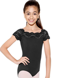 SL17 Kids Lace Cap Sleeve Leotard