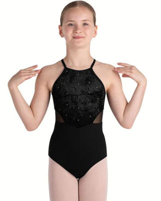 CL5665 Child Haute Velvet Halter Leotard