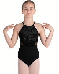 CL5665 Child Haute Velvet Halter Leotard