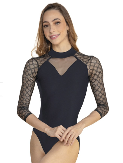BY33 Thalia 3/4 Sleeve Mock Neck Leotard