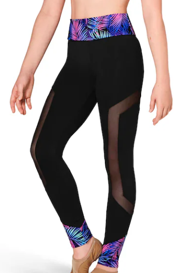 KA068P - Kids Tropics Printed Mesh Full leggings Size 10