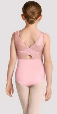CL50011 - Kids Metallic Print Back Cross Mesh Leotard