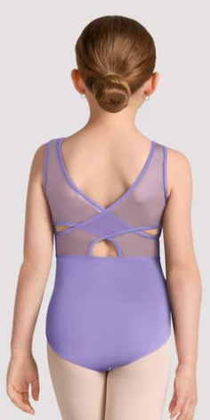 CL50011 - Kids Metallic Print Back Cross Mesh Leotard
