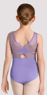 CL50011 - Kids Metallic Print Back Cross Mesh Leotard