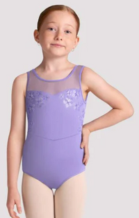 CL50011 - Kids Metallic Print Back Cross Mesh Leotard