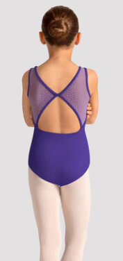 M50009C - Celestia Boat Neck Mesh Back Tank Leotard