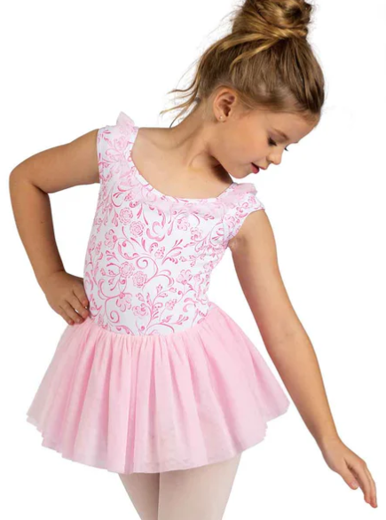 25207C - Ruffle Trim Print Dress/TuTu Leotard