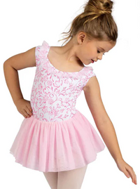 25207C - Ruffle Trim Print Dress/TuTu Leotard