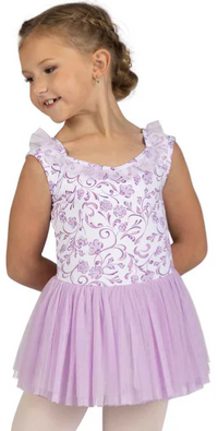 25207C - Ruffle Trim Print Dress/TuTu Leotard