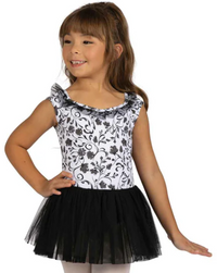 25207C - Ruffle Trim Print Dress/TuTu Leotard