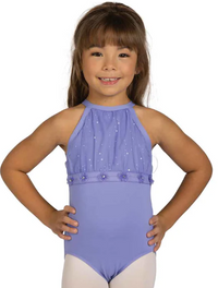 25101C - Kids Halter Neck Sparkle Mesh Leotard