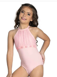 25101C - Kids Halter Neck Sparkle Mesh Leotard