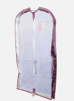 B22514 Clear Garment Bag Glitter Pink 3" Gusset