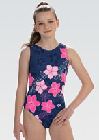 E4864 Adult Partial Floral Tank Gymnastics Leotard (Adult Small)