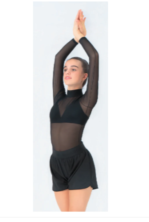 830 Adult Mesh Mock Neck Long Sleeve Leotard