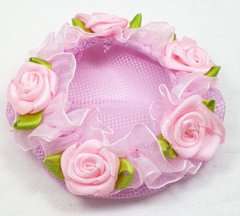 BC0041 - Adult Hair Bun Cover with Roses.