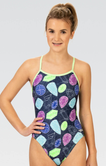 1710U Uglies by Dolfin Double Strap Back One Piece Swimsuit - "GEMSTRUCK"